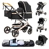 YAZOCO kinderwagen 3 in 1 Buggy Babybett Komplett Set Einem Klick Zusammenklappbarer Kinderwagen,...