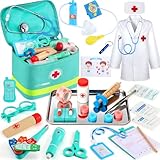Perbabe Arztkoffer Kinder ab 3 Jahre - 39-teiliges Holzspielzeug Doktorkoffer Mit Echtem Stethoskop...