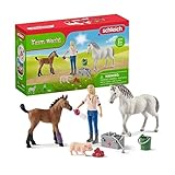 SCHLEICH Farm World 42486 Tierarztbesuch 9-Teiliges Bauernhof Spielset mit Ferkel, Stute und Fohlen...