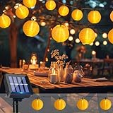 Solar Lichterkette Lampions Außen, 6M 20LEDs Laternen mit Solarpanel, Wetterfest IP65, Solarlampen...