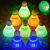AXVRAV 8 Stück LED Badminton Bälle, Led Nylon Sport Training Badminton, Leuchtende Federbälle,...