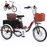 20-Zoll-3-Rad-Elektro-Dreirad-Lastenfahrrad für Erwachsene (7-Gang), 3 Fahrmodi, mit...