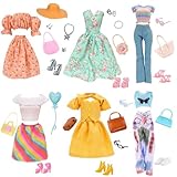 33 Kleidung Kompatibel mit Barbie 11.5inch Puppen, 2 Kleider 4 Oberteile 2 Röcke 2 Hosen 6 Paar...