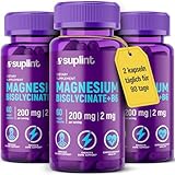 Magnesium Bisglycinate 200mg - Mit Vitamin B6 für bessere Aufnahme - Hochdosiert & Laborgeprüft -...