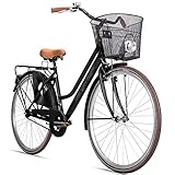 Bergsteiger Amsterdam 26 Zoll, 28 Zoll Damenfahrrad, ab 150 cm, Korb, Fahrrad-Licht, Damen-Citybike...