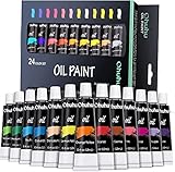 Ölfarben Set, Ohuhu 24 Farben 12ml/Röhrchen Ölfarben Starterset auf Leinwand und Malerei Ungiftig...