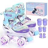 Sportneer Rollschuhe Kinder Mädchen, EU 23-36 Rainbow Rollschuhe Kinder 4 Größen Verstellbar mit...