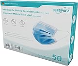 EUROPAPA® Blau Medizinisch Type IIR Norm EN14683 zertifizierte Mundschutzmasken OP Masken 3-lagig...