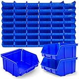 48x Stapelboxen Blau Größe 1 Werkstatt Garage Keller Sichtlagerboxen 100x100x52mm Lagerboxen blaue...