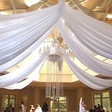 EBETA Hochzeit Voile Querbehang Freihanddeko für Hochzeitsbogen & Traubogen Chiffon Himmelbett...