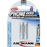 ANSMANN Telefon Akku AAA 800 mAh NiMH 1,2 V (2 Stück) - DECT Phone Micro AAA Batterien...