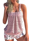 shownicer Damen Spitze Tankini Beachwear Einfarbig Push Up Zweiteilig Badeanzug Zweiteiliger Tankini...