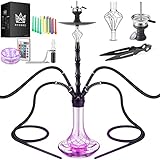 Ryosee 100cm 4 Schlauch Shisha Set mit LED Licht, 4 Anschlüssen Hookah-set aus Aluminiumrohr mit...