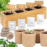 ONVAYA® Kräuter Anzuchtset mit Holzkiste | Indoor Kräutergarten | Grow Kit | Mini-Kräutergarten...