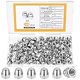 100 Stück Hutmuttern M6 Edelstahl Hutmuttern Hohe Form Set, Kappenmuttern, Sechskant Hutmutter Hohe...