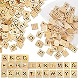 Oulesvte 100 Stück Scrabble Buchstaben Holz a bis Z Puzzle, Holz Fliesen mit Ziffern, Holz...