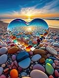 Puzzle 1000 Teile, Jigsaw Puzzle Erwachsene 1000 Teile Herz Kieselsteine Strand Klassische Puzzles...