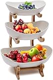 Dreamhigh® Keramik Obst Etagere mit 3 Etagen, Platzsparendes Obstkorb Etagere für die Familie,...