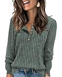 Tanmolo Damen Leichte Strickpullover Langarm Henley Shirt Herbst lässig Rundhals-Knöpfe Elegant...