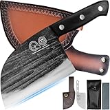 XYJ 6 Zoll serbische Kochmesser mit Scheide, handgefertigt geschmiedet Outdoor Camping Küche...