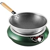 Abangdun Wok Induktionskochfeld, 2500W induktionskochplatte mit Wok 12 Heizstufen Kochplatte...