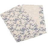 DOITOOL Kurzgardine Blau mit Blumenmuster Blickdicht Mittellang Leichte Scheibengardine für Kleine...