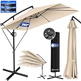 KESSER® Ampelschirm Holly Sonnenschirm Rechteckig inkl. Abdeckung + Windsicherung mit Kurbel |...