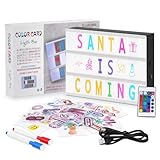 HOTUT Lichtbox mit Buchstaben Deko,Kinder Light Box mit 215 Buchstaben und Emojis,2 Stifte,30...