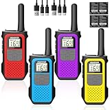 AWANFI Walkie Talkie 4er Set, Walkie Talkie Aufladbar für Erwachsene Kinder, 16 Kanäle Funkgeräte...