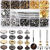 120 Sets Druckknopf Kupfer Druckknöpfe Bronze Kleidung Snaps Taste mit Fixierwerkzeug Kit für...