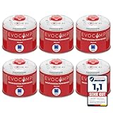 EVOCAMP 6x Propan Butan Gaskartuschen 300g, Schraubventil Eurogewinde 7/16', Ventilkartuschen 539ml...