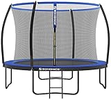 SONGMICS Trampolin Ø 305 cm, Gartentrampolin für Kinder mit Sicherheitsnetz, 180 cm hohe Gebogene...