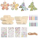 Moosono 40 Stück Bastelset Kinder Schmetterling und Blume mit Aquarellstift & Edelsteinaufkleber...