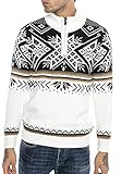 Redbridge Strickpullover für Herren Norweger Pullover Stehkragen Reißverschluss Weiß XXL
