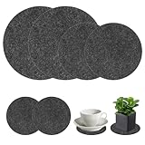 Molain Rund Filz Untersetzer - 6 Stück Rutschfeste Pflanzentabletts in 3 Größen, Waschbare...