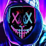 DWTECH LED Halloween Maske – beleuchtete Purge Maske mit LED-Masken EL-Draht gruselige Maske für...