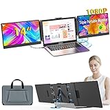 Kwumsy Tragbarer Monitor Für Laptop-14 Zoll FHD 1080p Dual Triple Screen Extender, Plug & Play Kein...