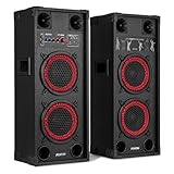 Fenton SPK-208 PA Anlage Aktiv Komplettset 800 Watt – Party Lautsprecher Paar mit Bluetooth & USB...