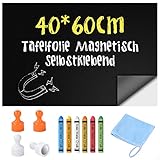 OFFCUP Tafelfolie Magnetisch, Kreidetafel magnetisch 40 * 60CM, Selbstklebende Tafelfolie mit 6...