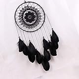 Traumfänger mit Federn, Wandbehang, Dekoration, Ornament, Schwarz