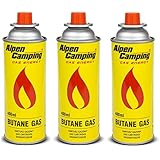 Alpen Camping Butan 3x400ml Gaskartuschen Gasflasche für Gaskocher Campingkocher Bunsenbrenner...