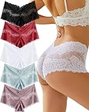 ALL OF ME 5er Pack Unterhosen Damen Spitze Sexy Unterwäsche V-Form Schnitt Slip Boxershorts Panties...