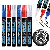 tlidfgeo 6 Stück Autoreifen Stift, 3 Farben Reifenmarker Hohe Kapazität Reifenstift, Wasserfest...