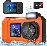 MOREXIMI 33FT Unterwasserkamera 4K wasserdichte Kamera, 65MP Autofokus Selfie Dual-Screen...