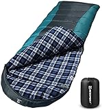 Bessport Schlafsack Flannel für Camping 3-4 Jahreszeiten - 10 °C-15°C | Winter Schlafsack...