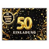 HIDEBLOOM - Einladungskarten 50. Geburtstag - 12 Stück - DIN A6 (10,5 cm x 14,8 cm) -...