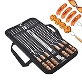 Metall Grillspieße Für Fleischspieße,10 Stück Flache Grillspieße Mit Holzgriffen Rostfrei |...