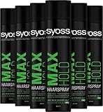 Syoss Haarspray Max Hold 6er Pack (6x 400ml) Halt 5, Haarspray mit 48h mega starkem Halt, schnell...