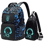 Asge schulrucksack für Jungen und Mädchen - Wasserdichter Rucksack Teenager, Reflektierend, Groß,...