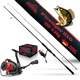 Paradox Fishing Firetiger Spinnrute mit Rolle I 2,1m 5-20g mit 2000 Rolle I Spinnruten perfekt für...